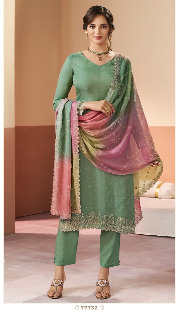 Vinay Kuleesh Ranggatt Glitter Silk With Work Salwar Kameez