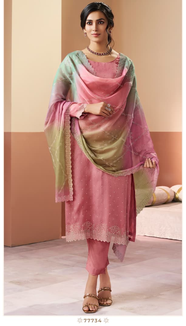 Vinay Kuleesh Ranggatt Glitter Silk With Work Salwar Kameez