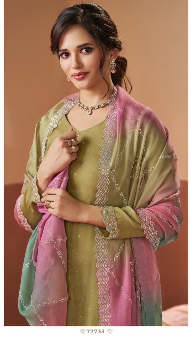 Vinay Kuleesh Ranggatt Glitter Silk With Work Salwar Kameez