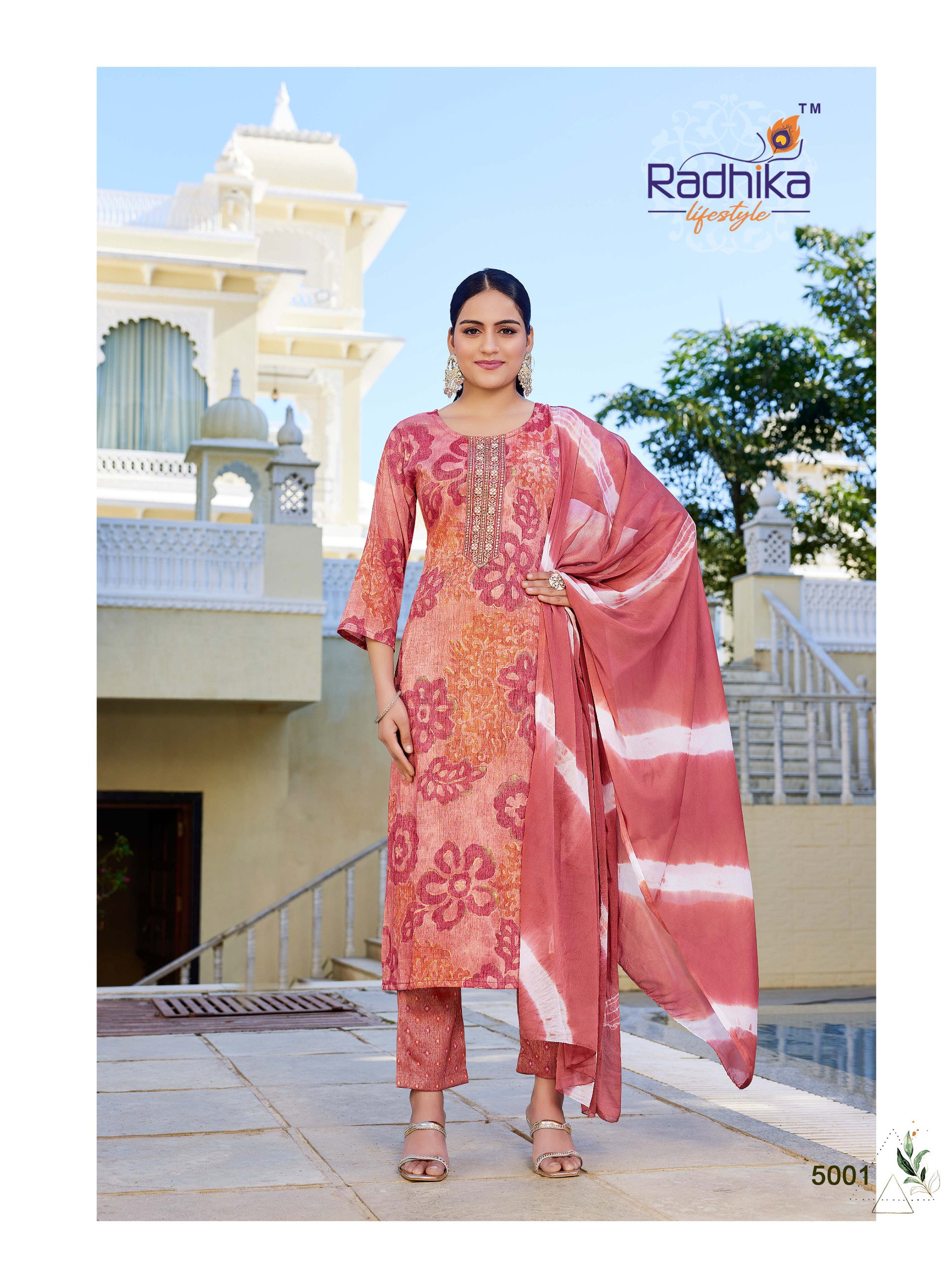Radhika Siri Vol 5 Rayon Foil Printed Kurti Pant And Dupatta Collection