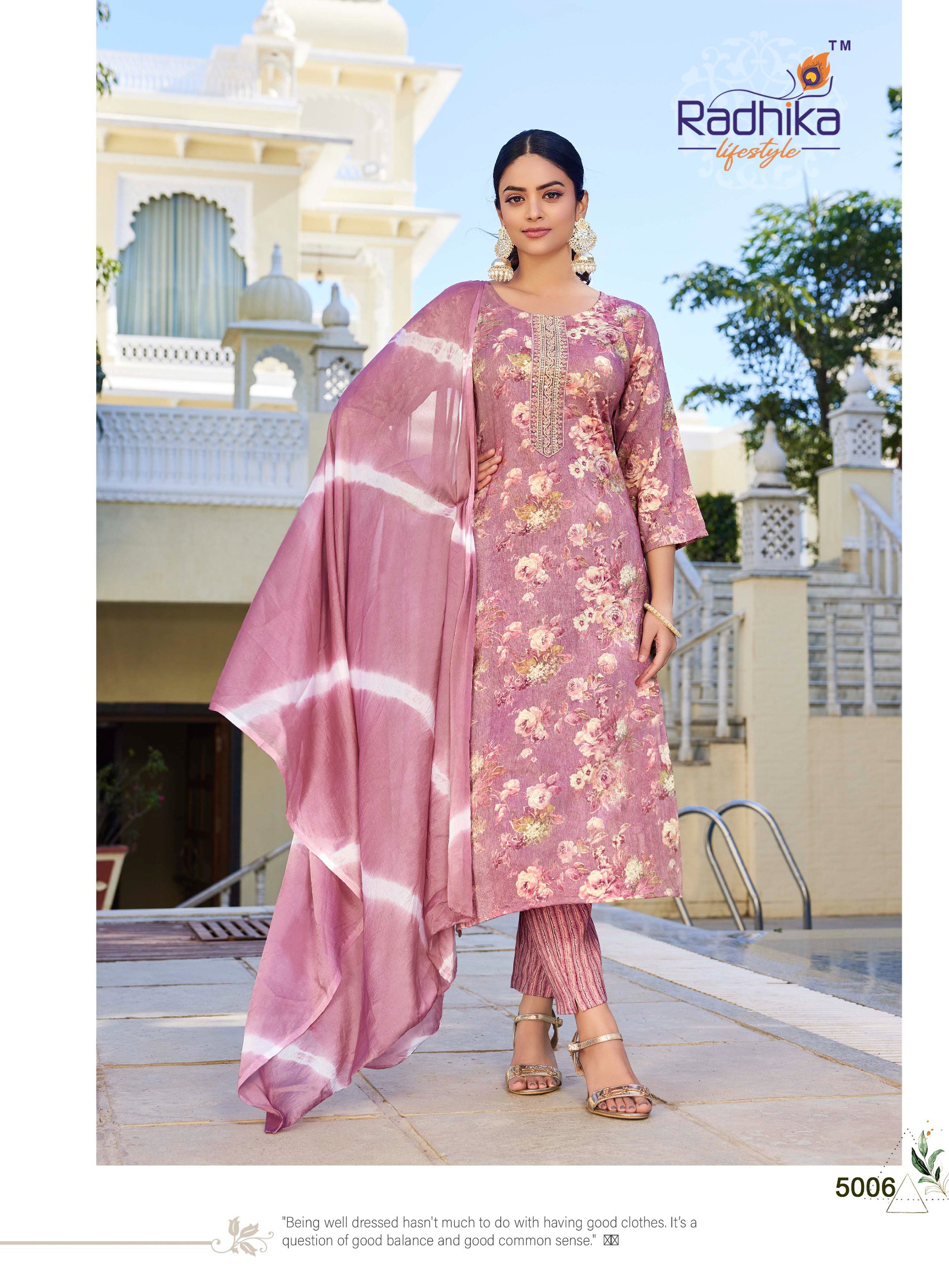Radhika Siri Vol 5 Rayon Foil Printed Kurti Pant And Dupatta Collection