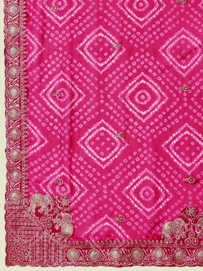 Viv Priyal Georgette Bandhani Printed Saree