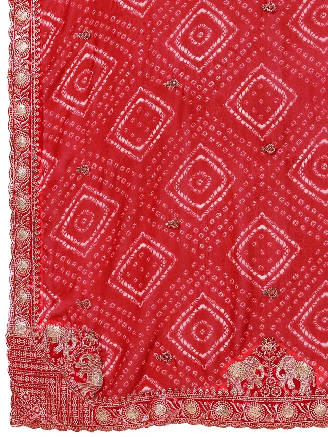 Viv Priyal Georgette Bandhani Printed Saree