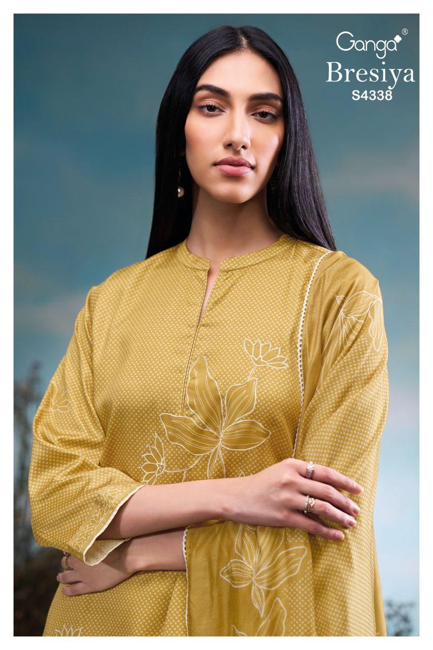 Ganga Bresiya 4338 Cotton Printed Embroidery Work Salwar Kameez