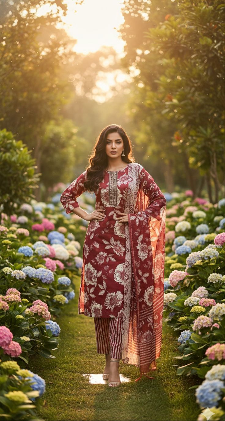 Naisha K 543 Cotton With Handwork Kurti Pant And Dupatta Collection
