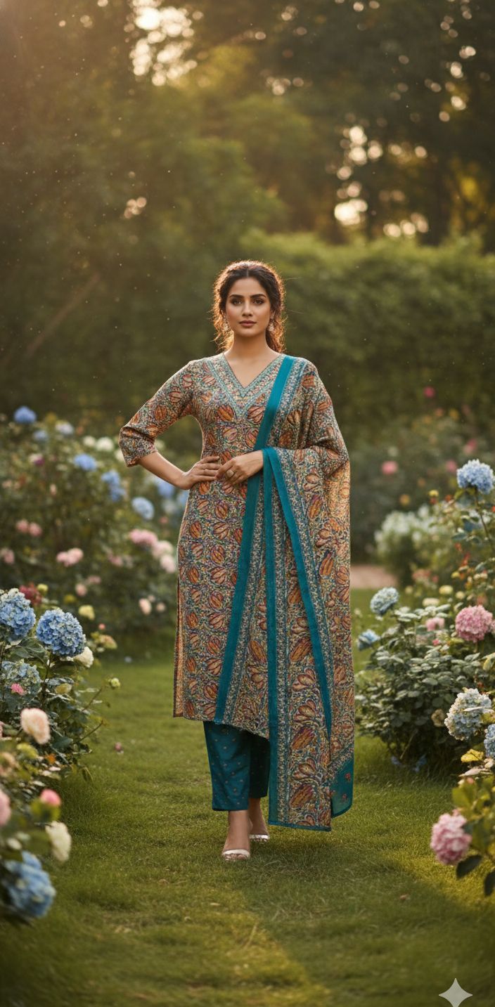 Naisha K 543 Cotton With Handwork Kurti Pant And Dupatta Collection