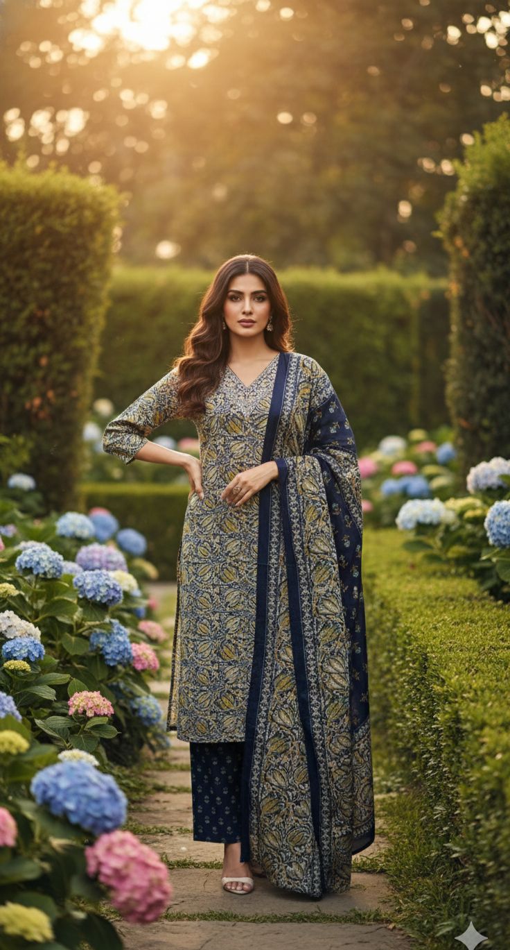 Naisha K 543 Cotton With Handwork Kurti Pant And Dupatta Collection