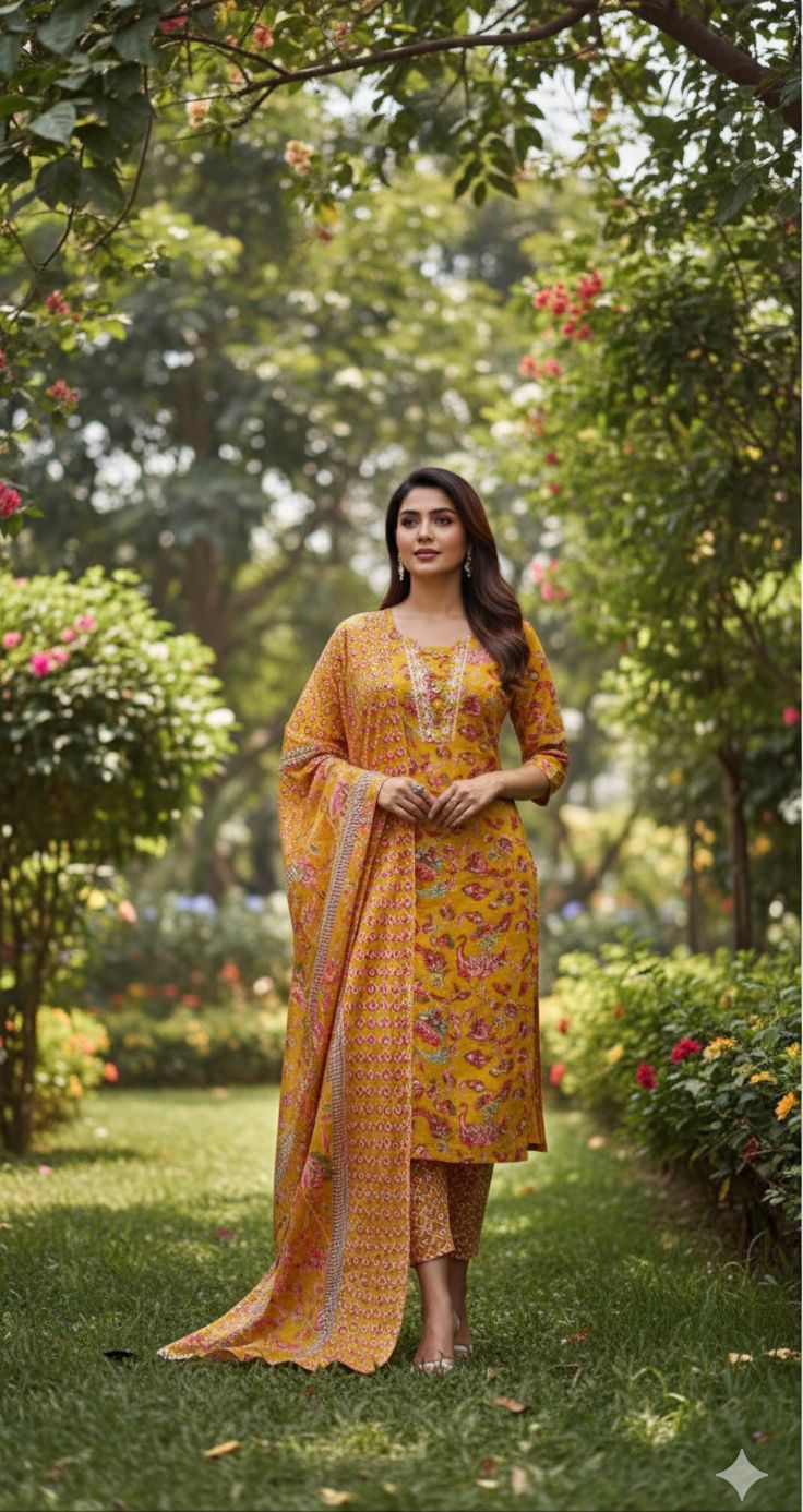 Naisha K 543 Cotton With Handwork Kurti Pant And Dupatta Collection