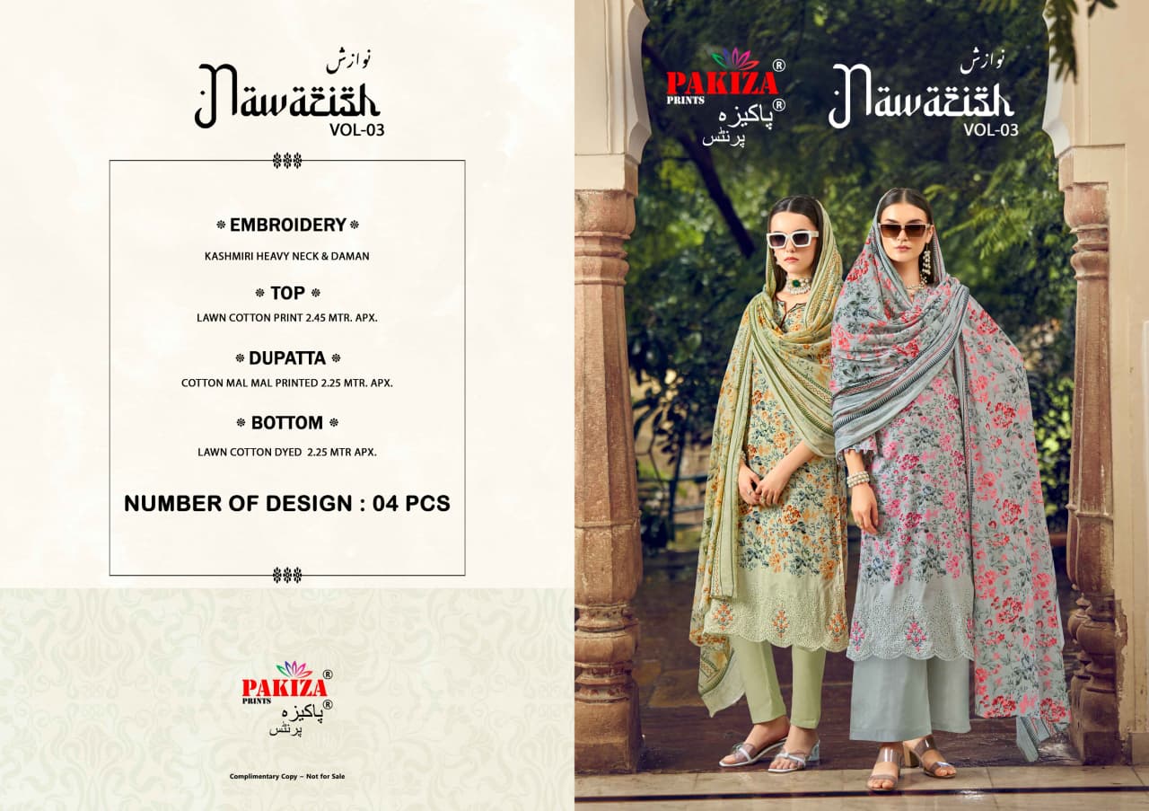 Pakiza Nawazish Vol 3 Lawn Cotton Printed Dress Material Collection