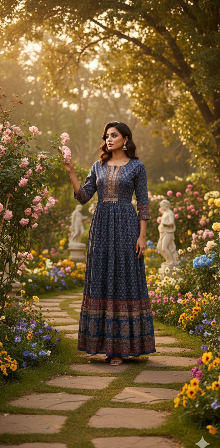 Naisha K 544 Cotton With Handwork Long Kurti Collection