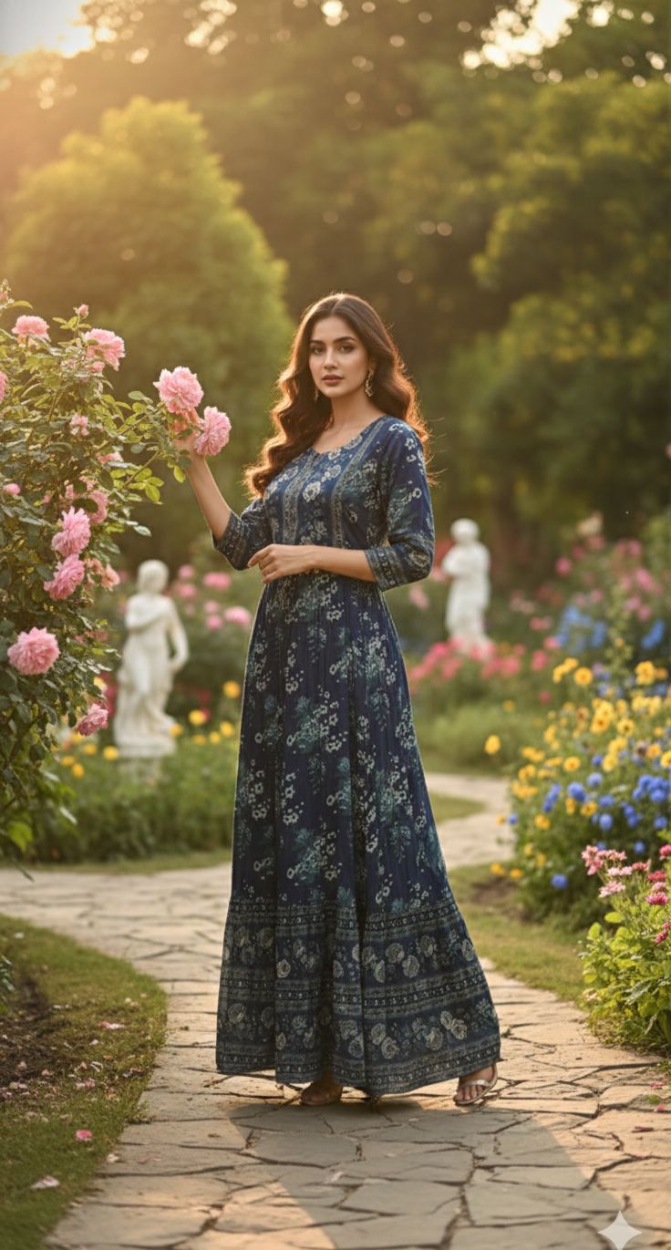 Naisha K 544 Cotton With Handwork Long Kurti Collection