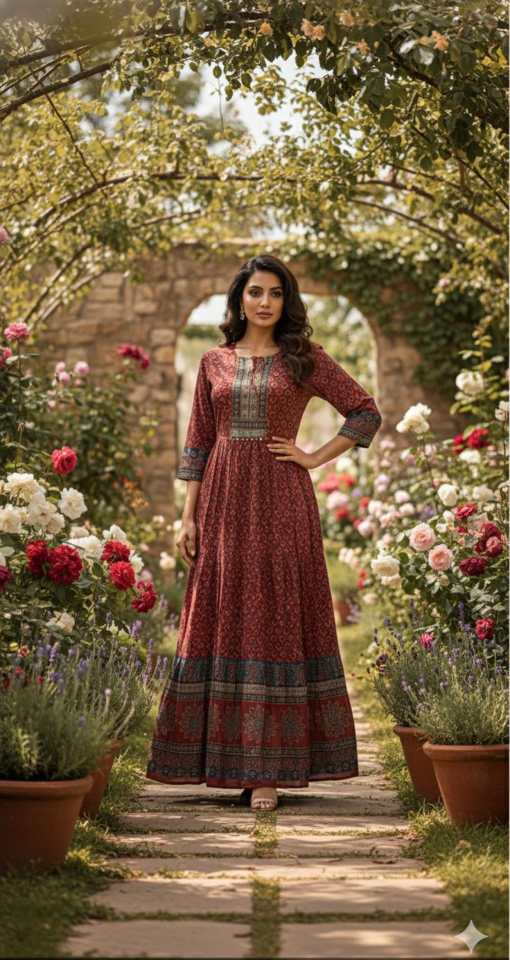 Naisha K 544 Cotton With Handwork Long Kurti Collection