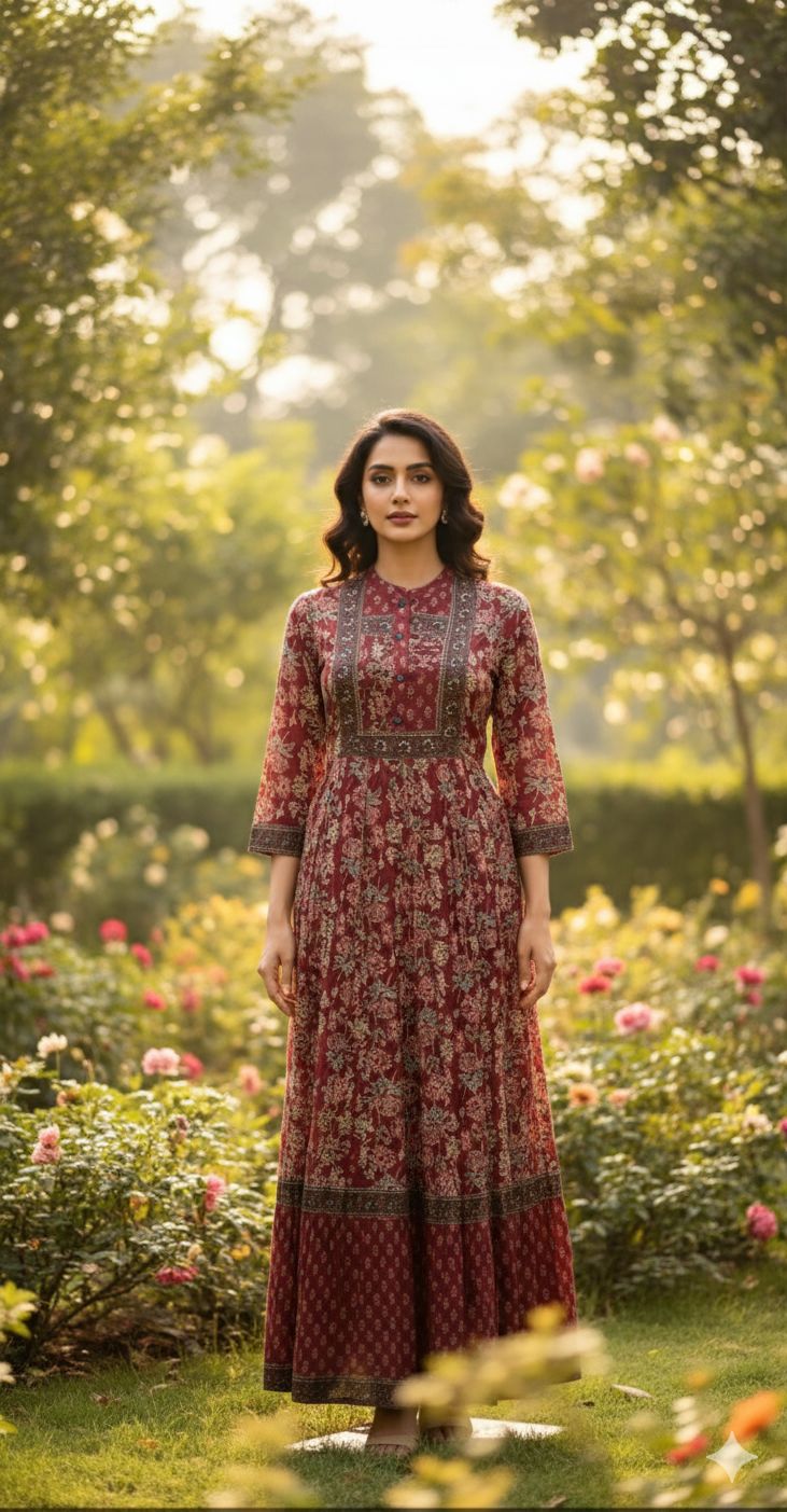 Naisha K 544 Cotton With Handwork Long Kurti Collection