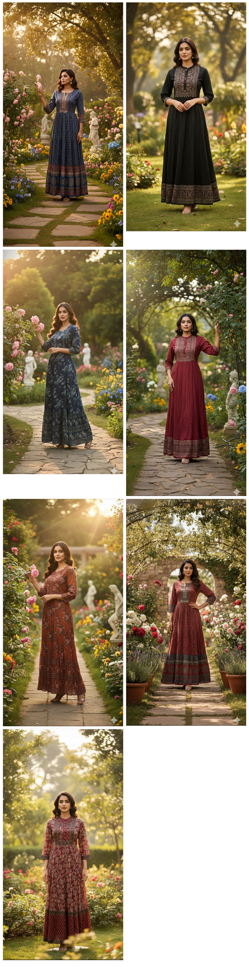 Naisha K 544 Cotton With Handwork Long Kurti Collection