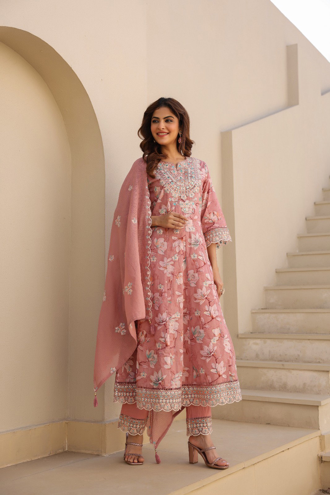 Naisha K 541 Cotton Stylish Wear Anarkali And Bottom Dupatta Collection