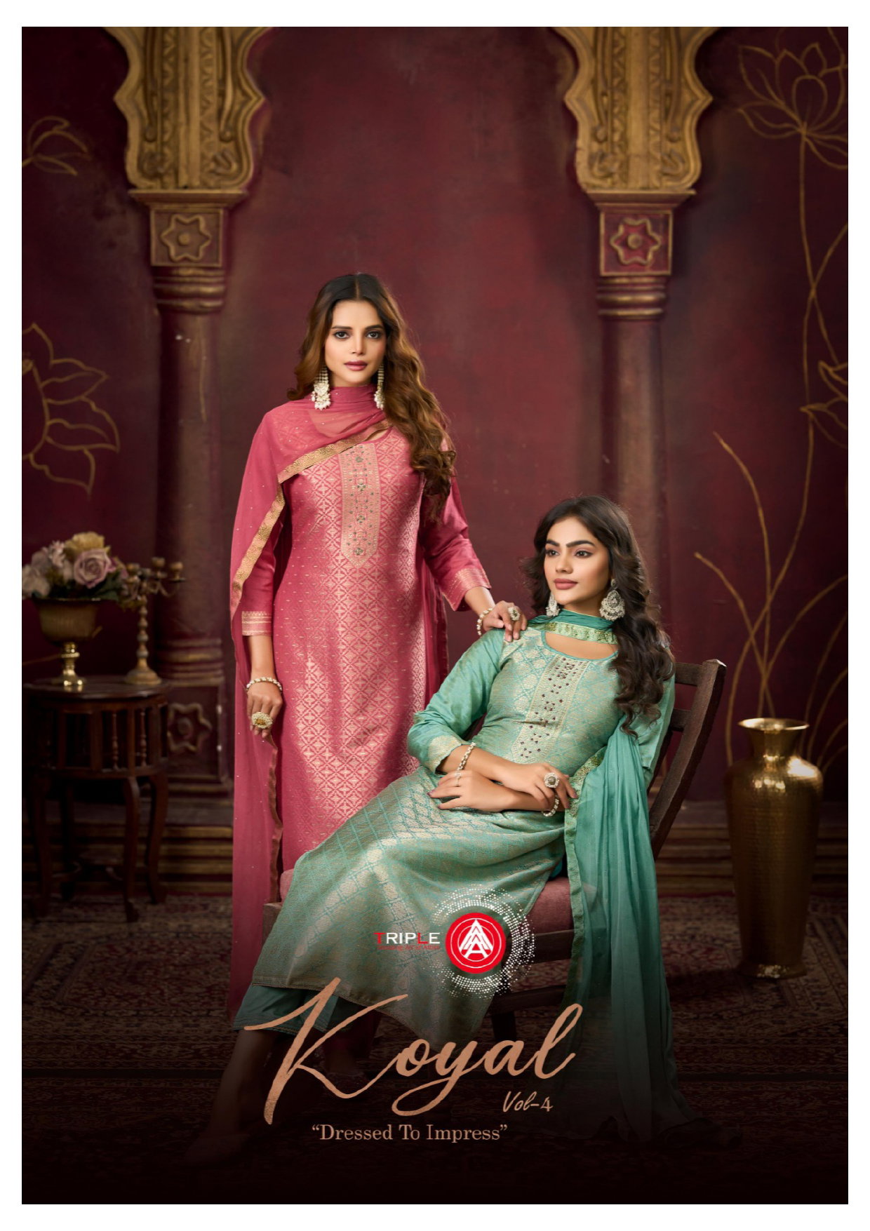 Triple Aaa Koyal Vol 4 Muslin Jacquard With Handwork Salwar Kameez