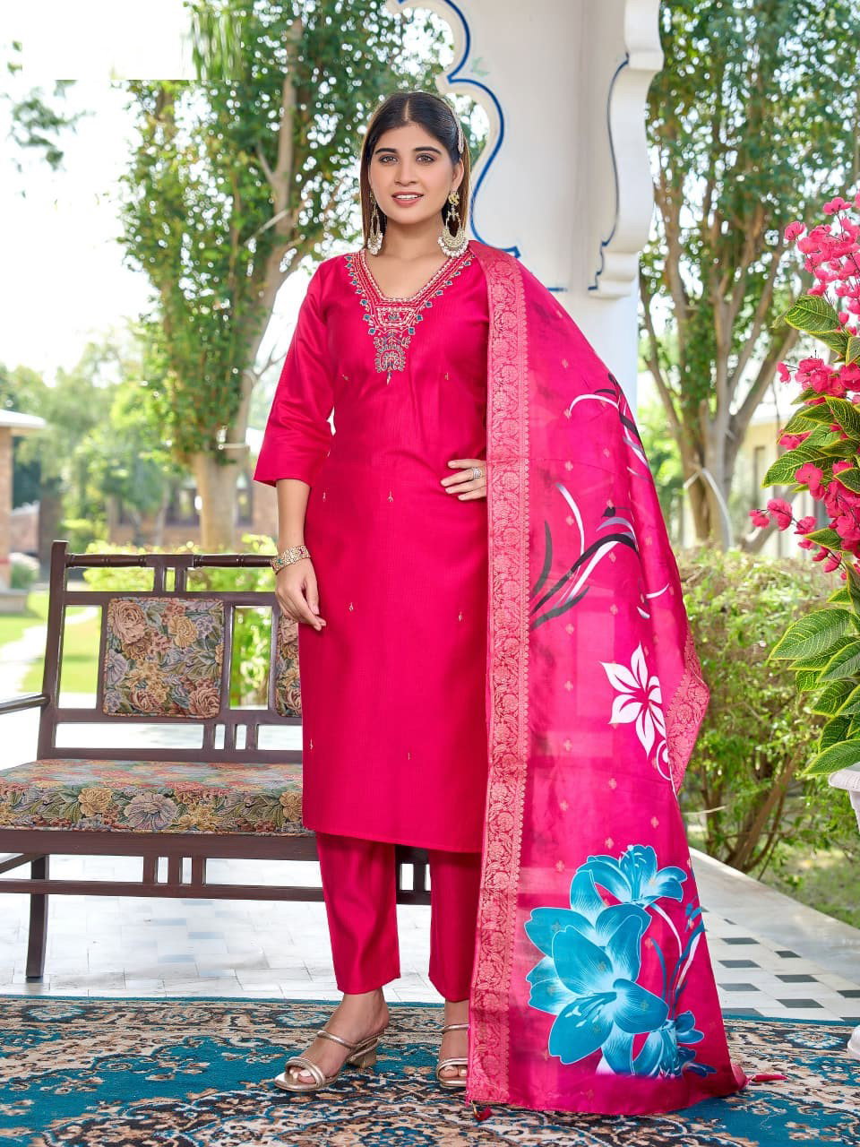 Naisha K 539 Berlin With Handwork Kurti Pant And Dupatta Collection