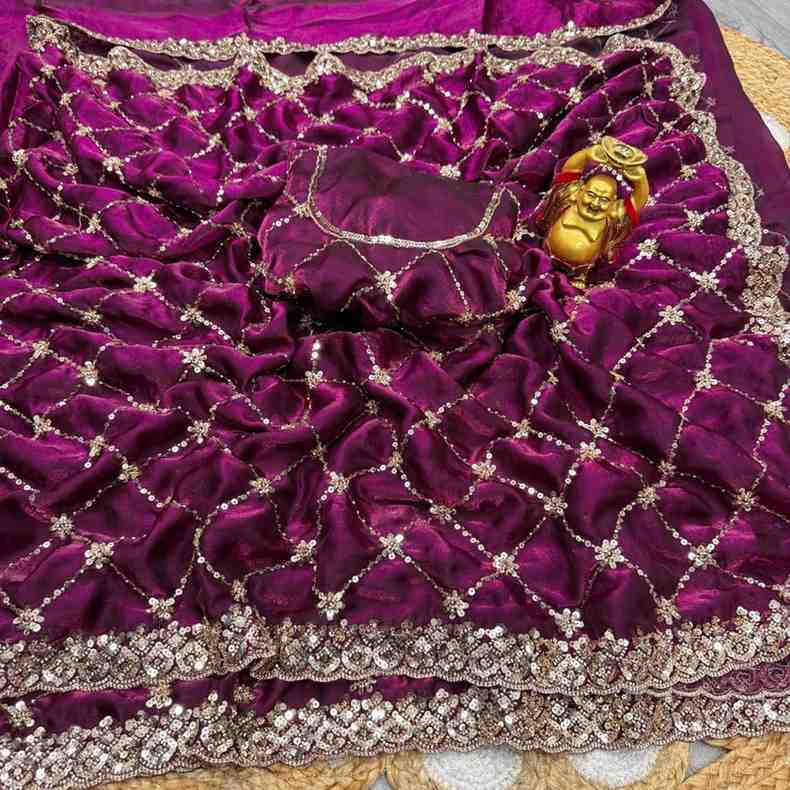 DS 787 Launch Grand Party Wear Saree In Original Gold Beeds Work