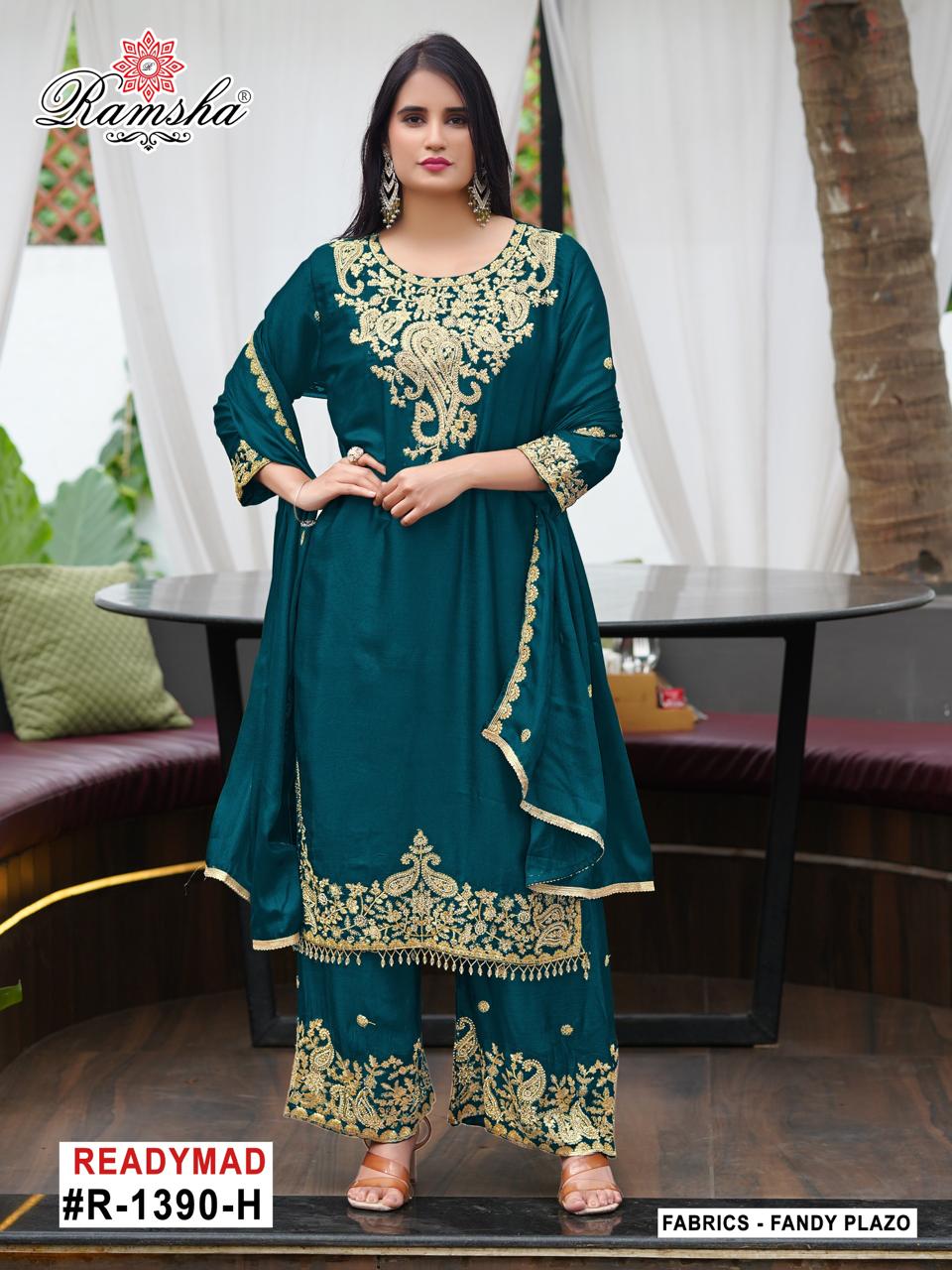 Ramsha R 1390 E To H Fandy With Embroidery Work Pakistani Salwar Kameez
