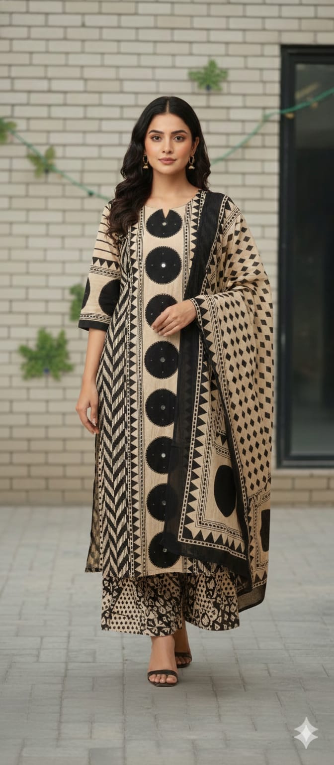 Naisha K 547 Cotton Casual Wear Kurti Pant And Dupatta Collection