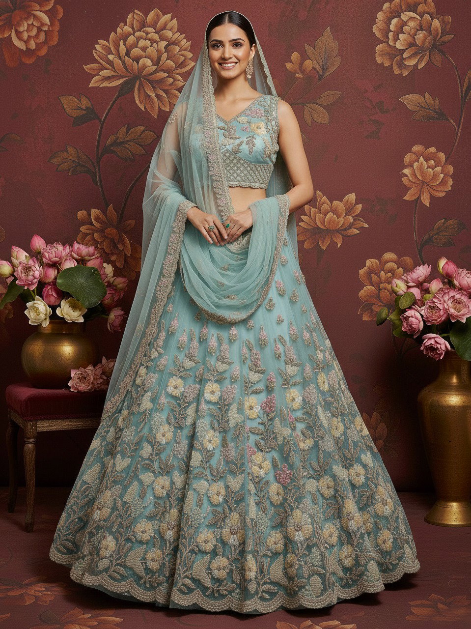 Sau PC Romanov 01 Net Wedding Wear Lehenga Choli