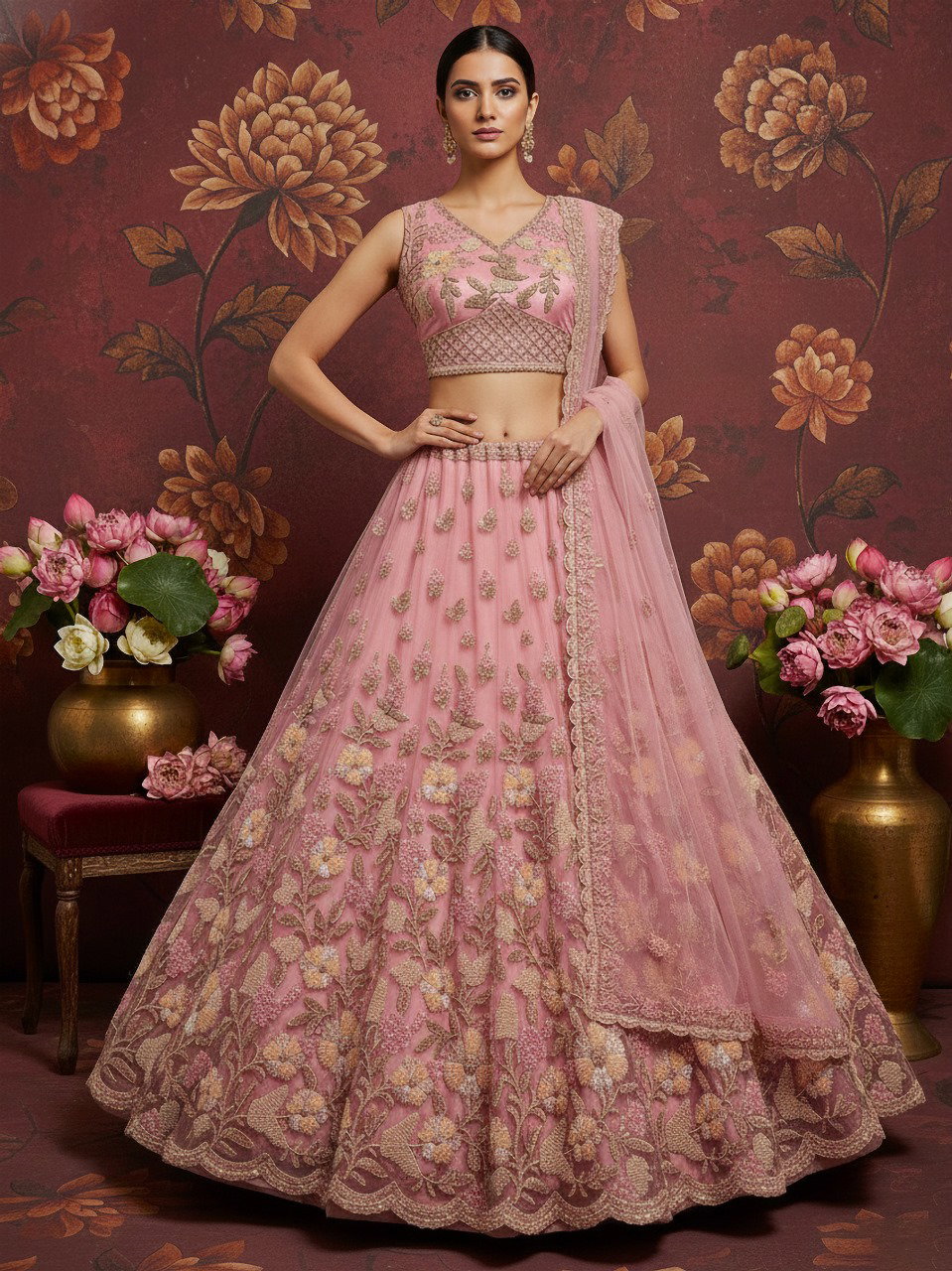 Sau PC Romanov 02 Net Wedding Wear Lehenga Choli