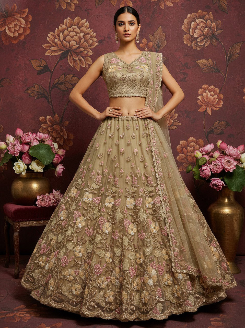 Sau PC Romanov 03 Net Wedding Wear Lehenga Choli