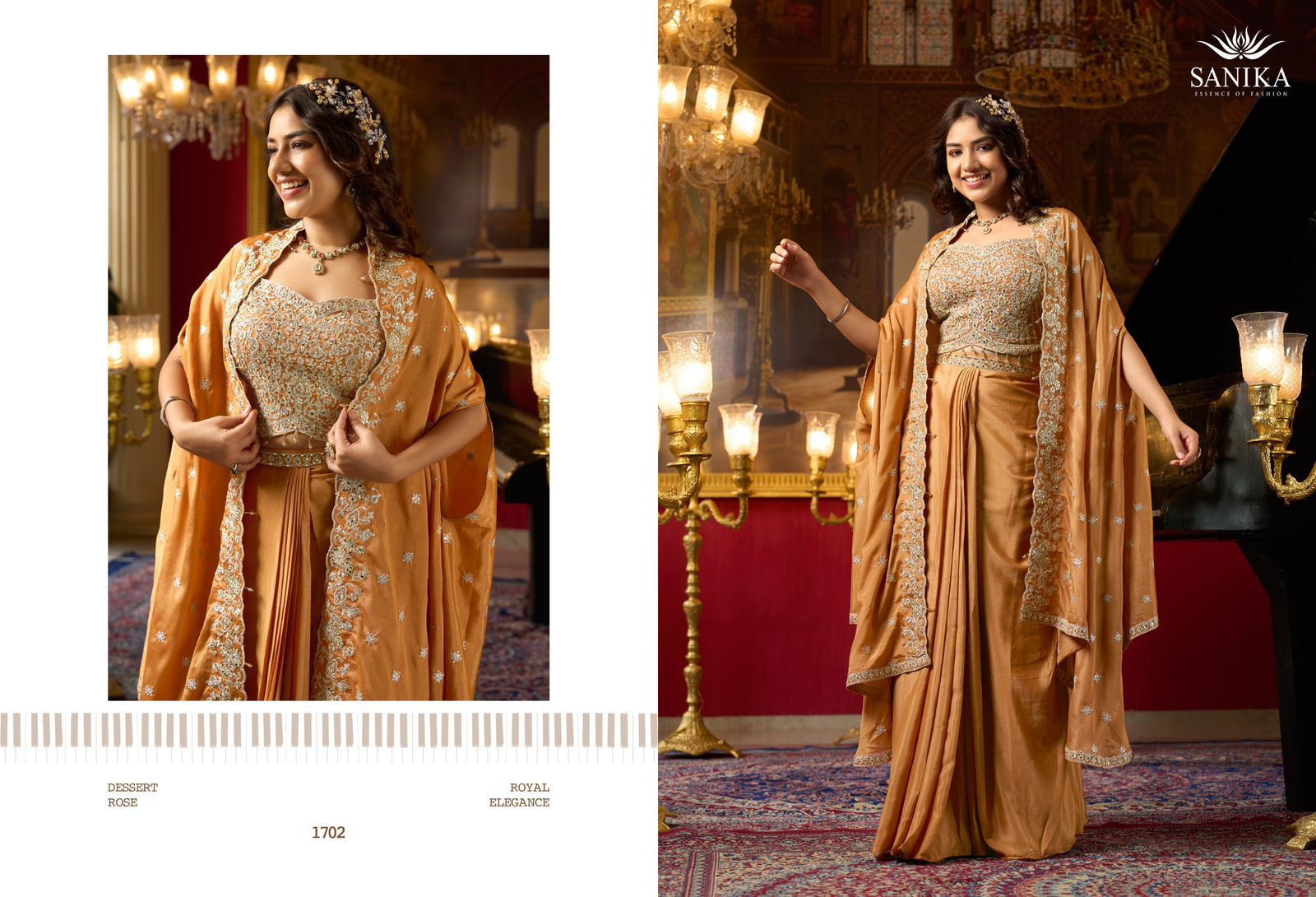 Sanika Raag Premium Chinon Silk Embroidery Top Bottom With Shrug