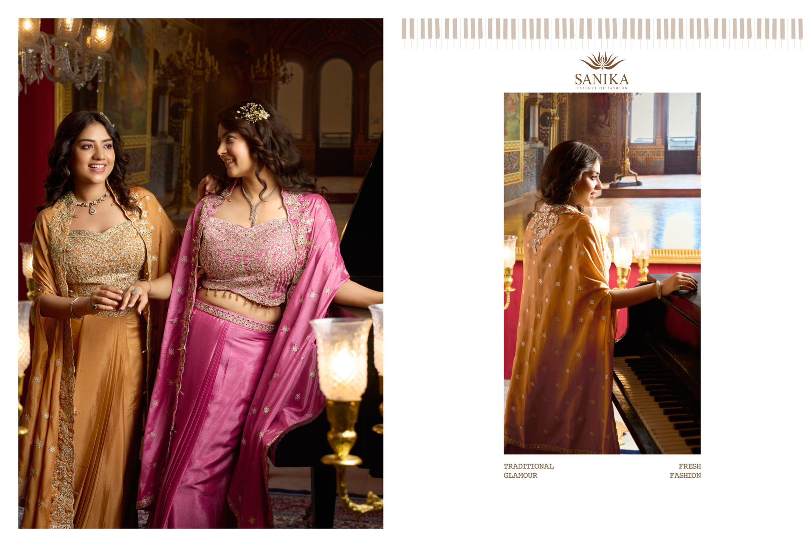Sanika Raag Premium Chinon Silk Embroidery Top Bottom With Shrug