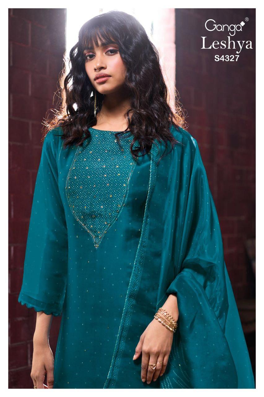 Ganga Leshya 4327 Bemberg Silk Printed Embroidery Salwar Kameez