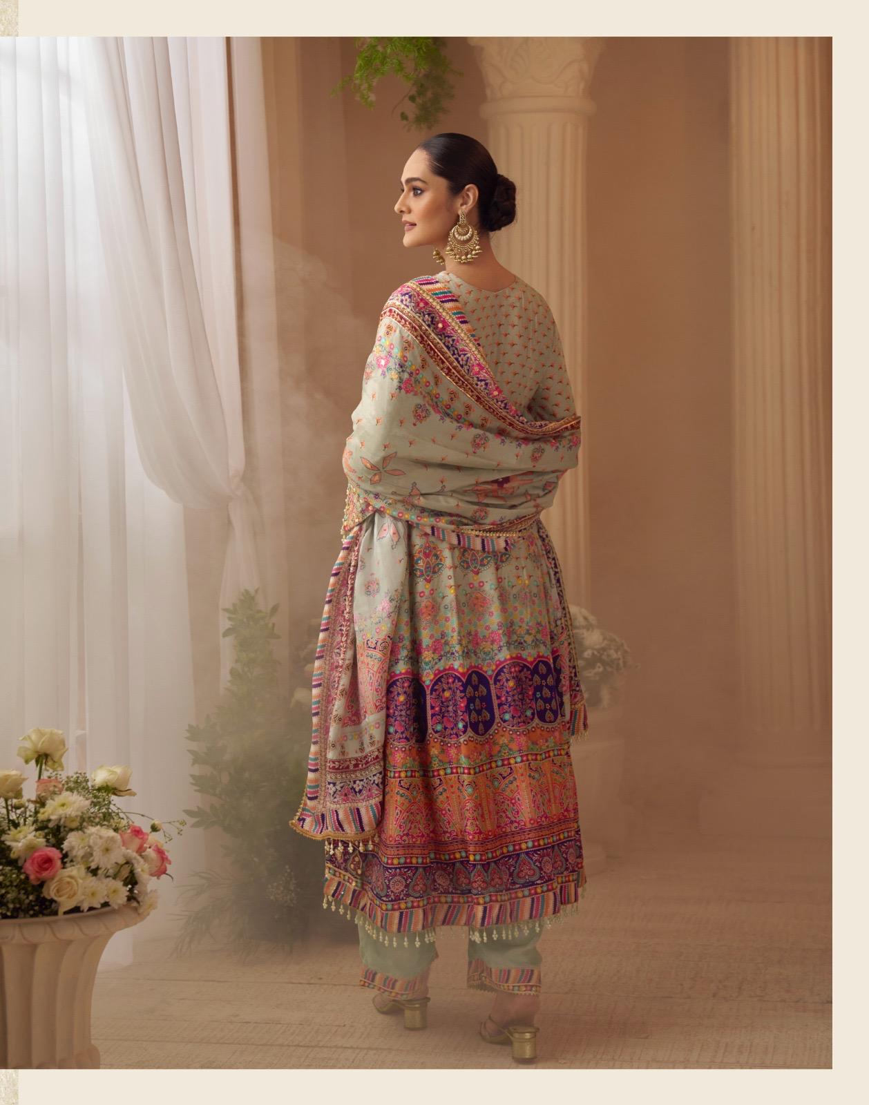 Sayuri Sarthi Crepe Silk Printed Handwork Salwar Kameez Collection