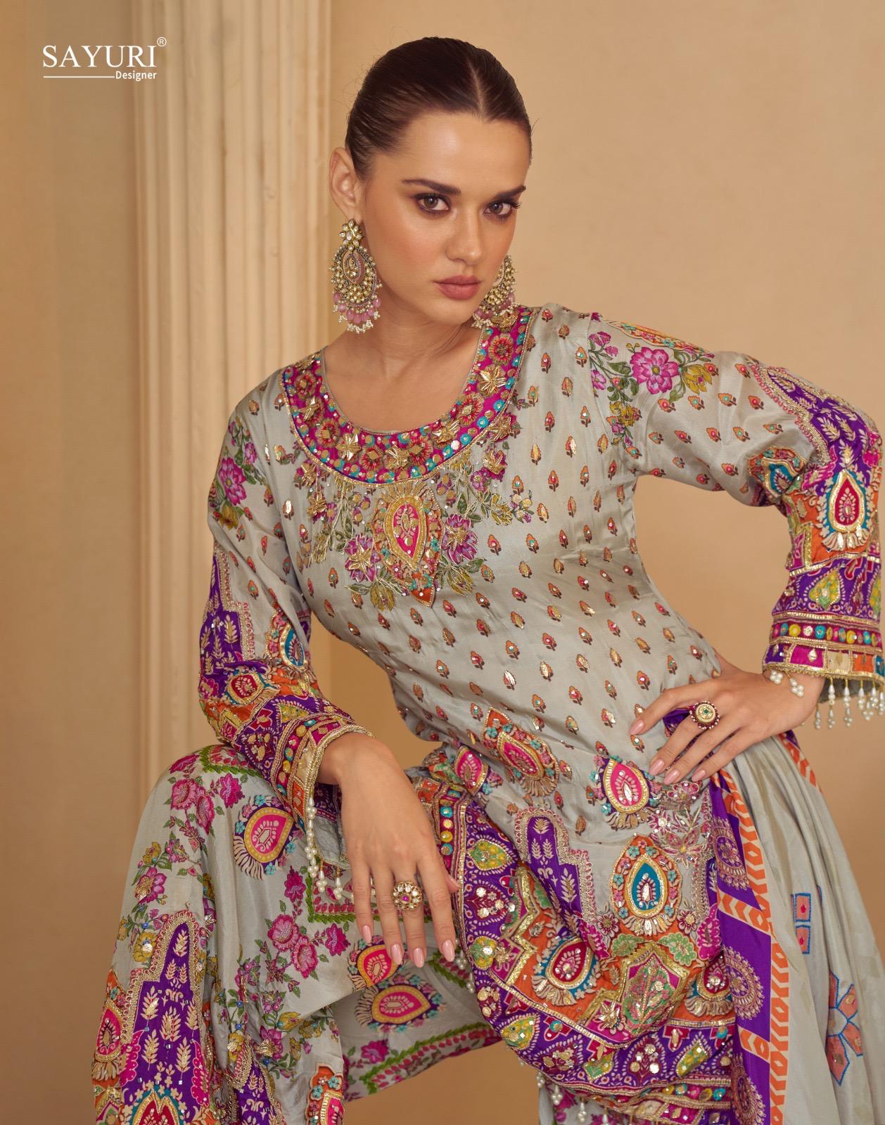Sayuri Sarthi Crepe Silk Printed Handwork Salwar Kameez Collection