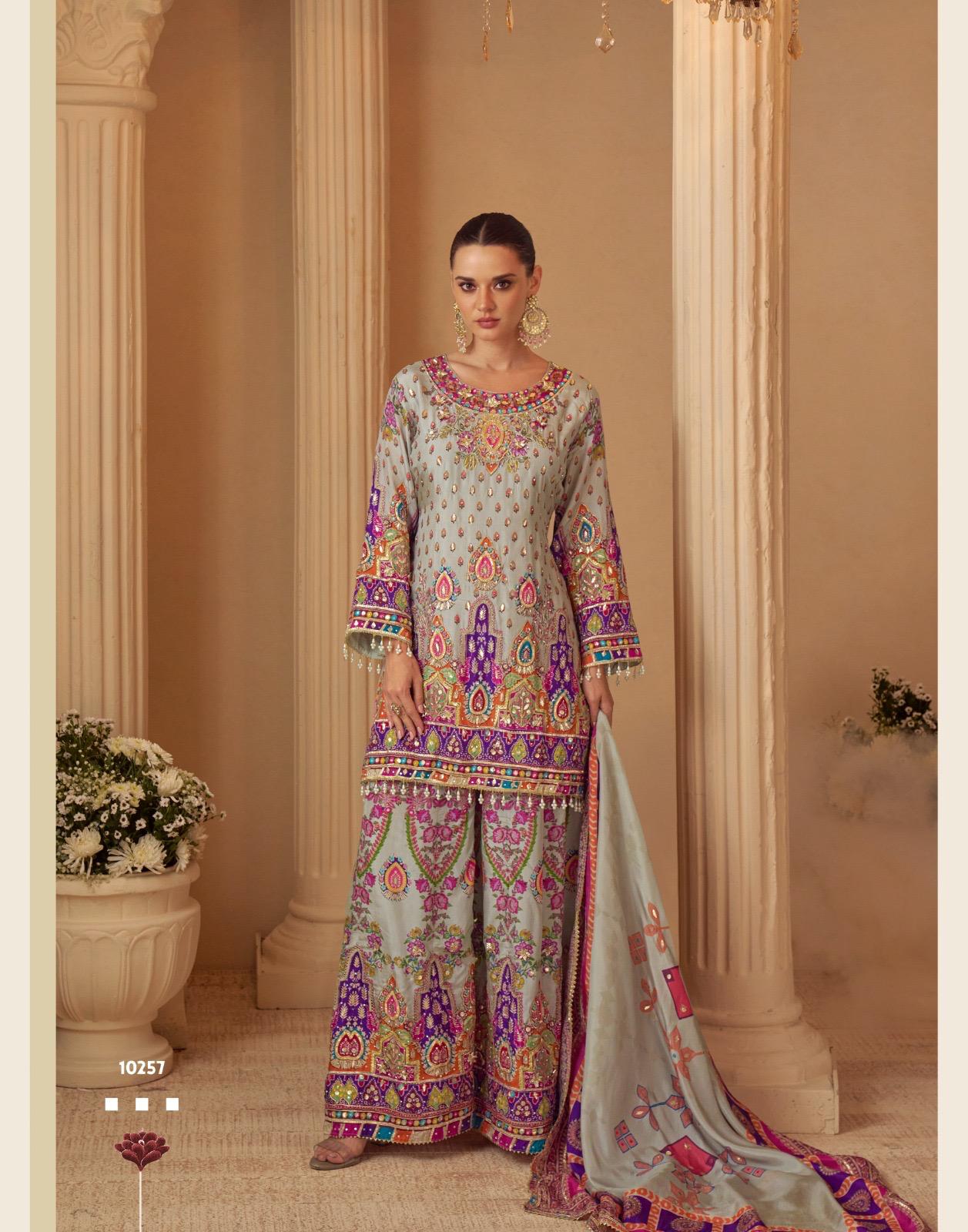 Sayuri Sarthi Crepe Silk Printed Handwork Salwar Kameez Collection