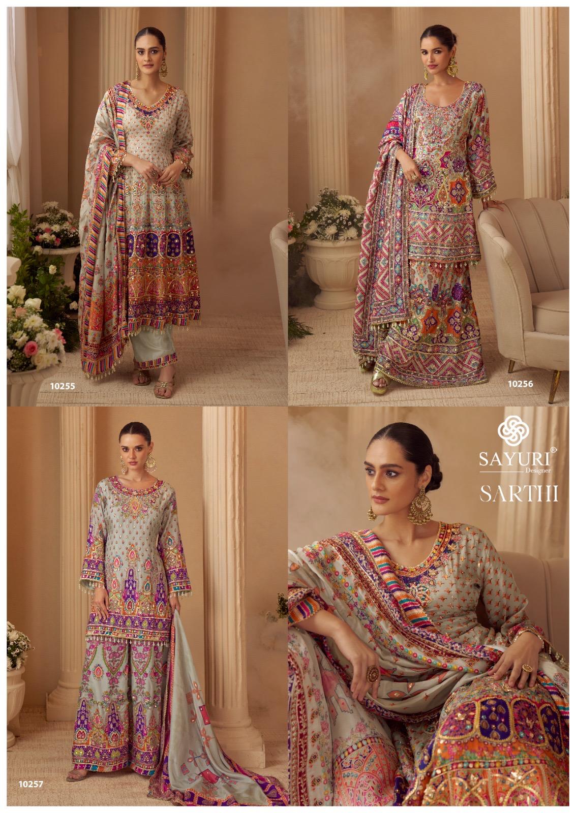 Sayuri Sarthi Crepe Silk Printed Handwork Salwar Kameez Collection