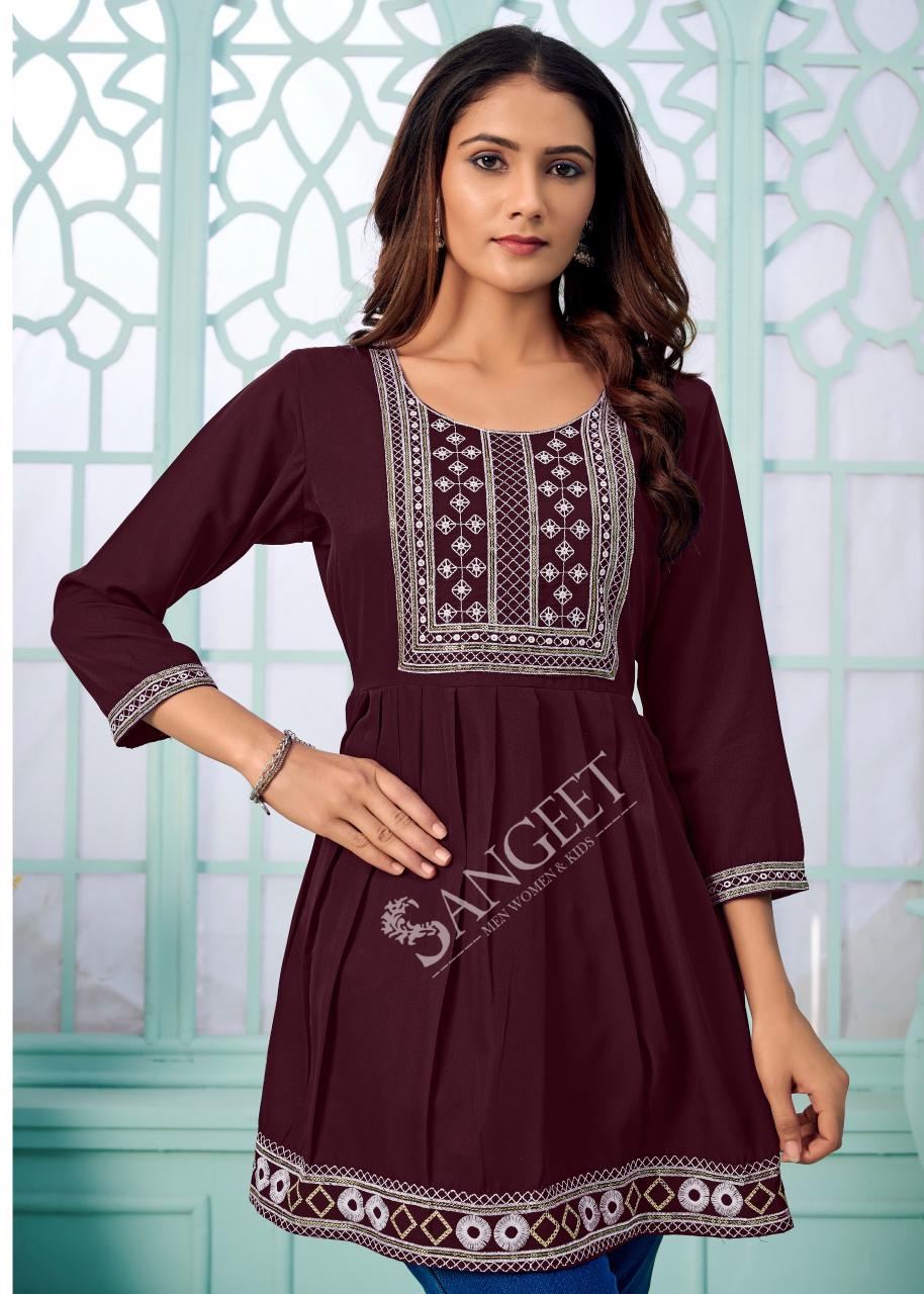 Sangeet Aashini Vol 3 Rayon With Embroidery Work Top Collection