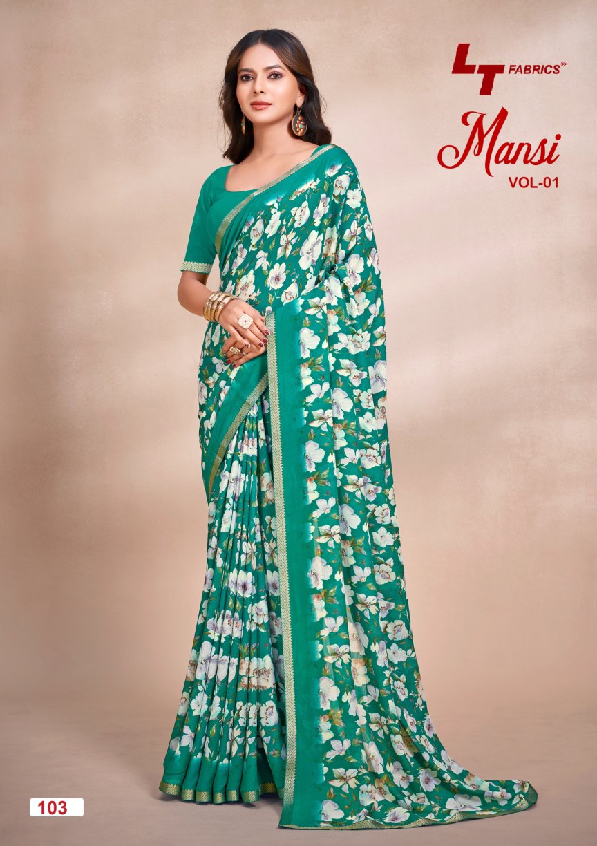 Lt Mansi Vol 1 Micro Renial Casual Wear Saree Collection