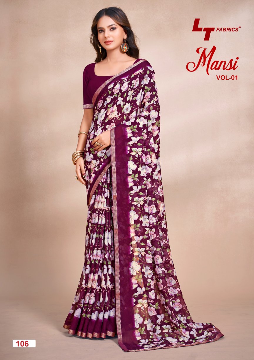 Lt Mansi Vol 1 Micro Renial Casual Wear Saree Collection