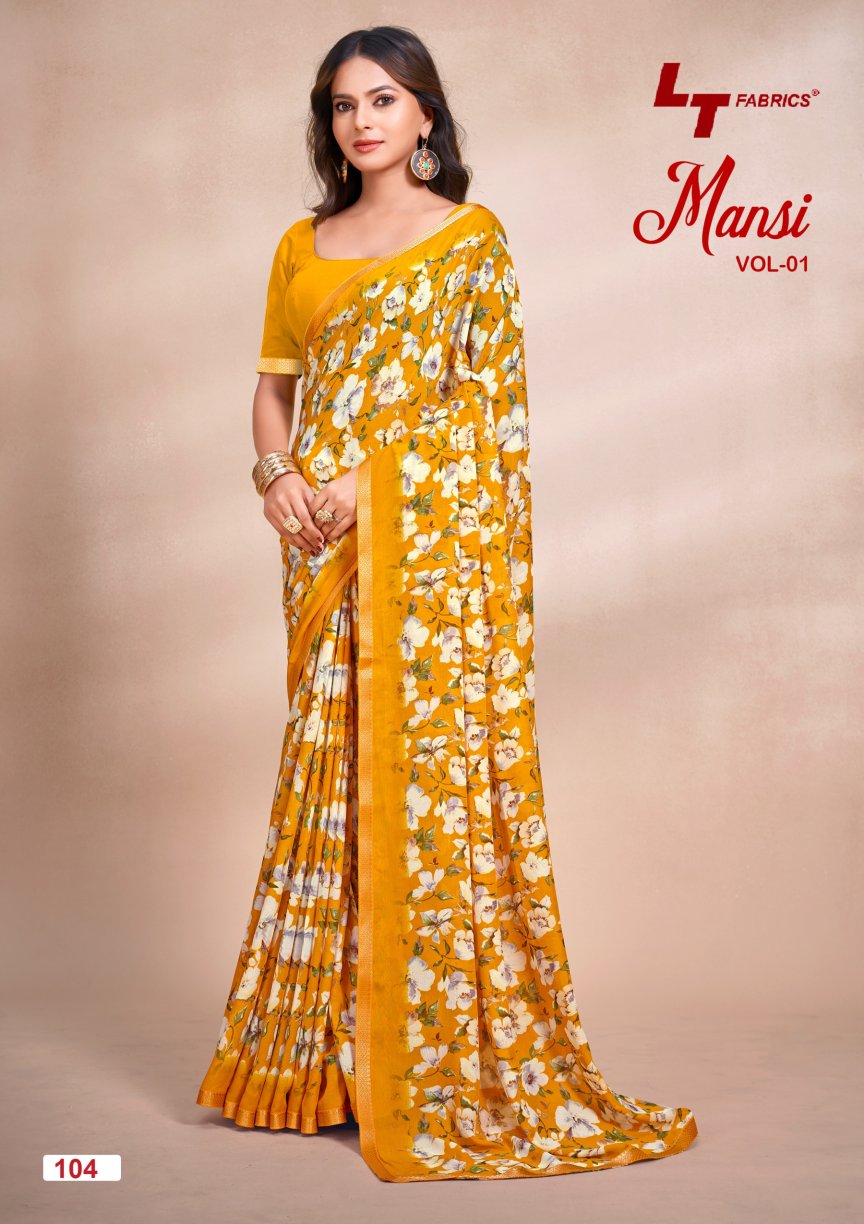 Lt Mansi Vol 1 Micro Renial Casual Wear Saree Collection