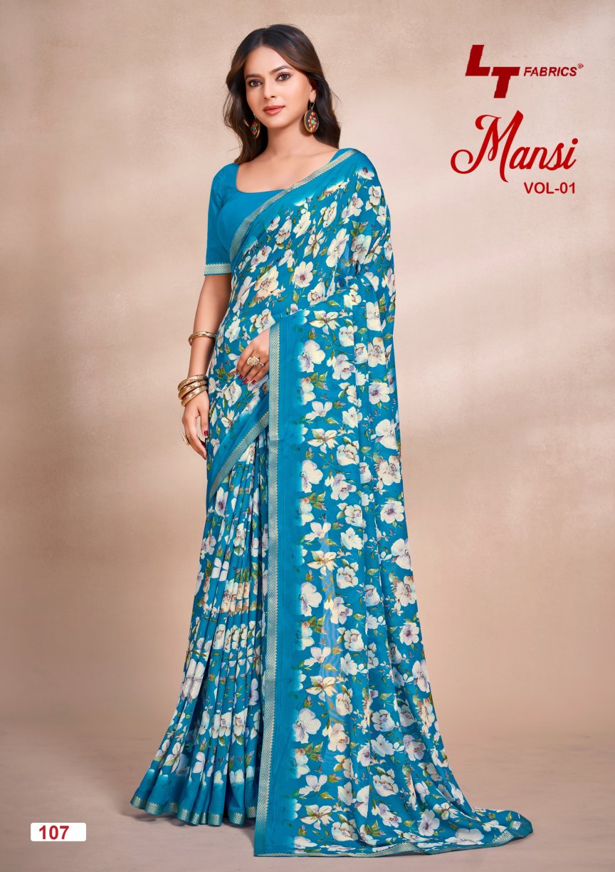 Lt Mansi Vol 1 Micro Renial Casual Wear Saree Collection