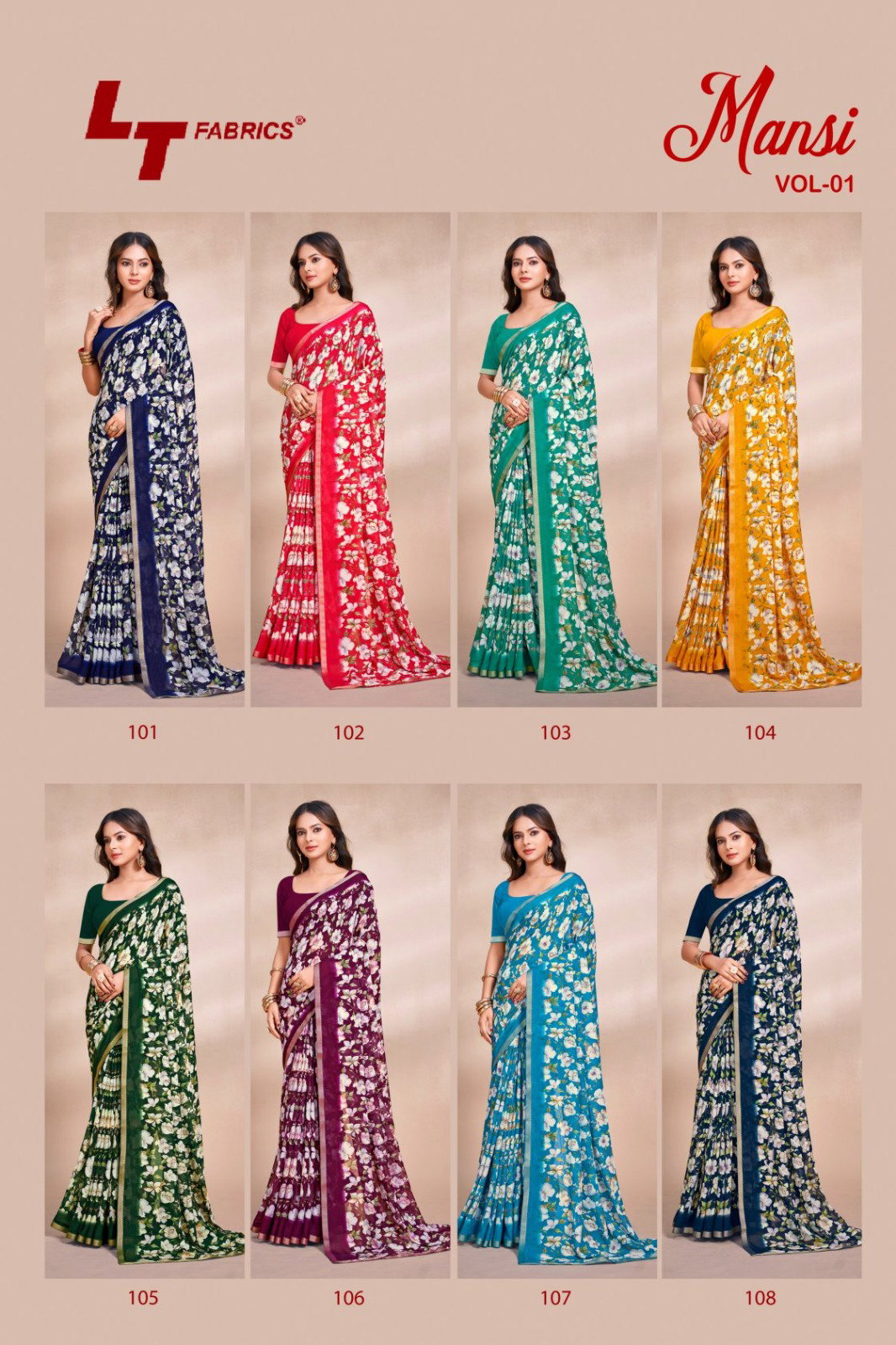 Lt Mansi Vol 1 Micro Renial Casual Wear Saree Collection