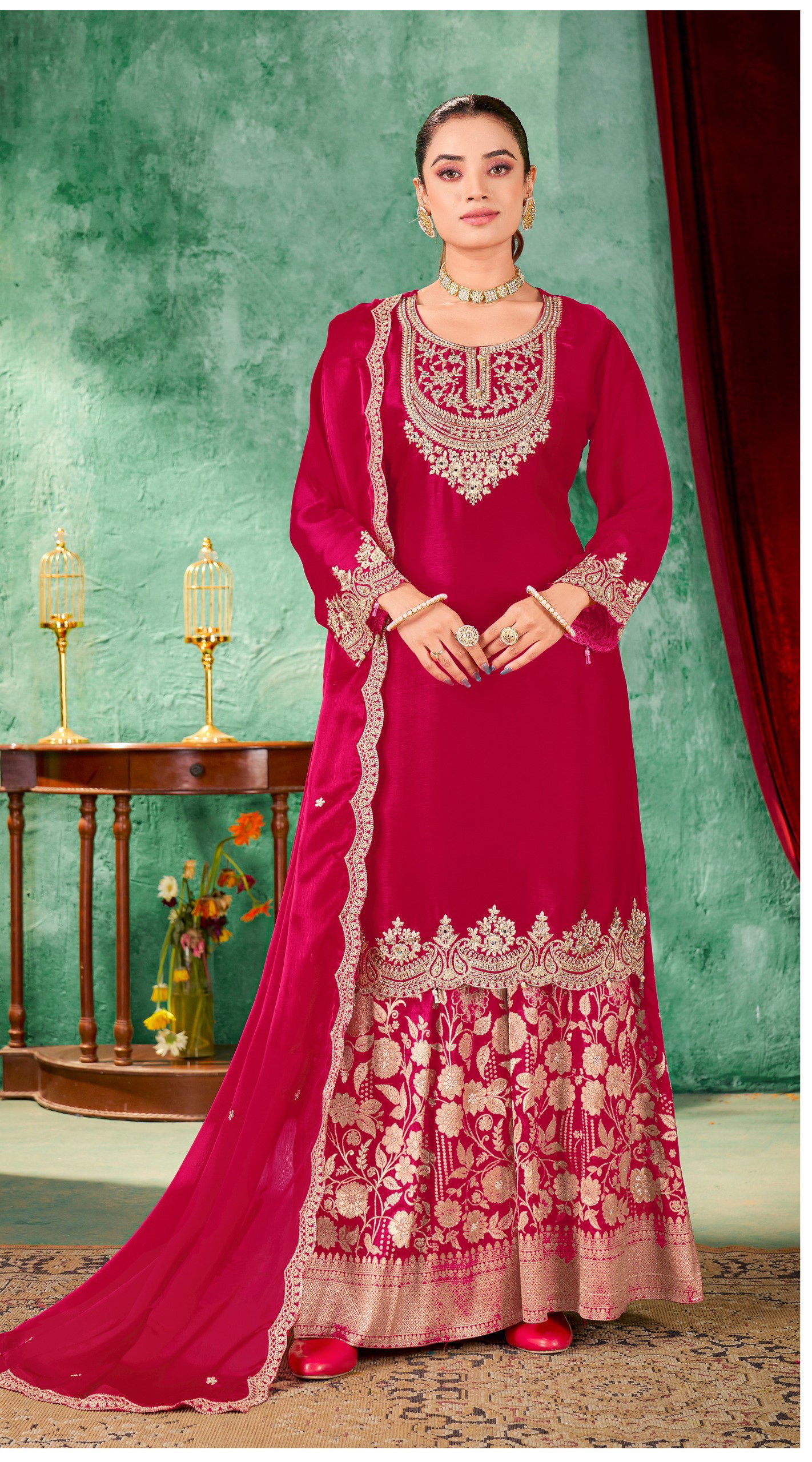 Khas 4475 A To C Crystal Chiffon Embroidery Pakistani Readymade Suits