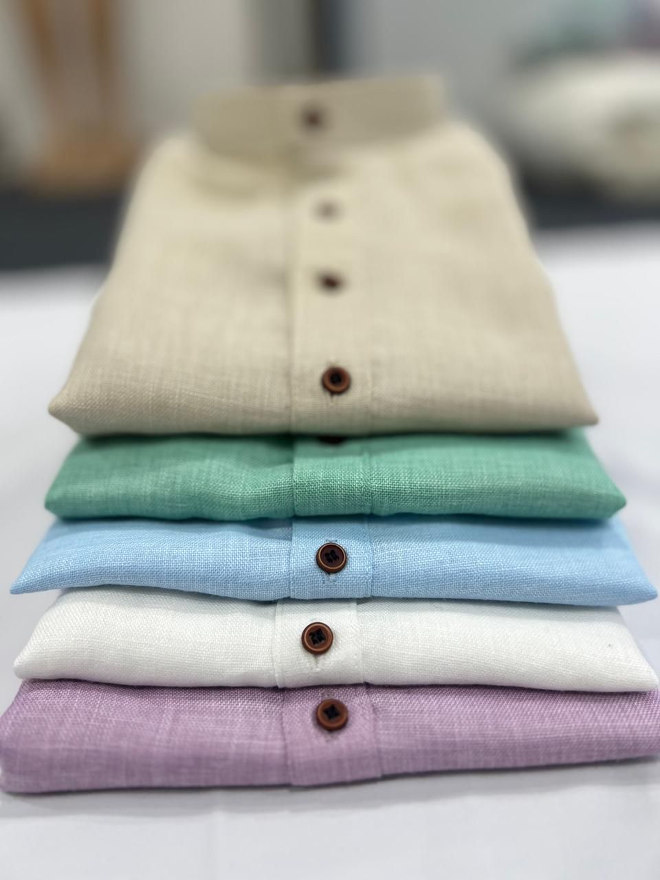 Lekha LI Tradition Khadi Linen Plain Short Mens Kurta