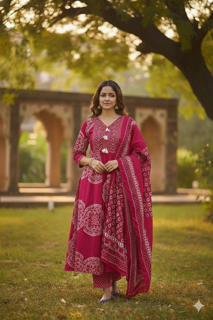 Naisha K 548 Cotton Printed Casual Wear Top Bottom And Dupatta Collection