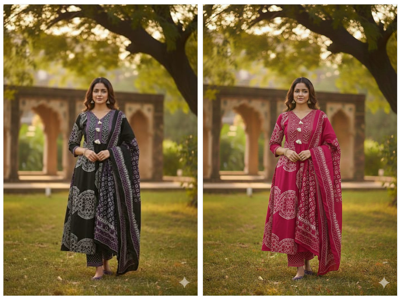 Naisha K 548 Cotton Printed Casual Wear Top Bottom And Dupatta Collection