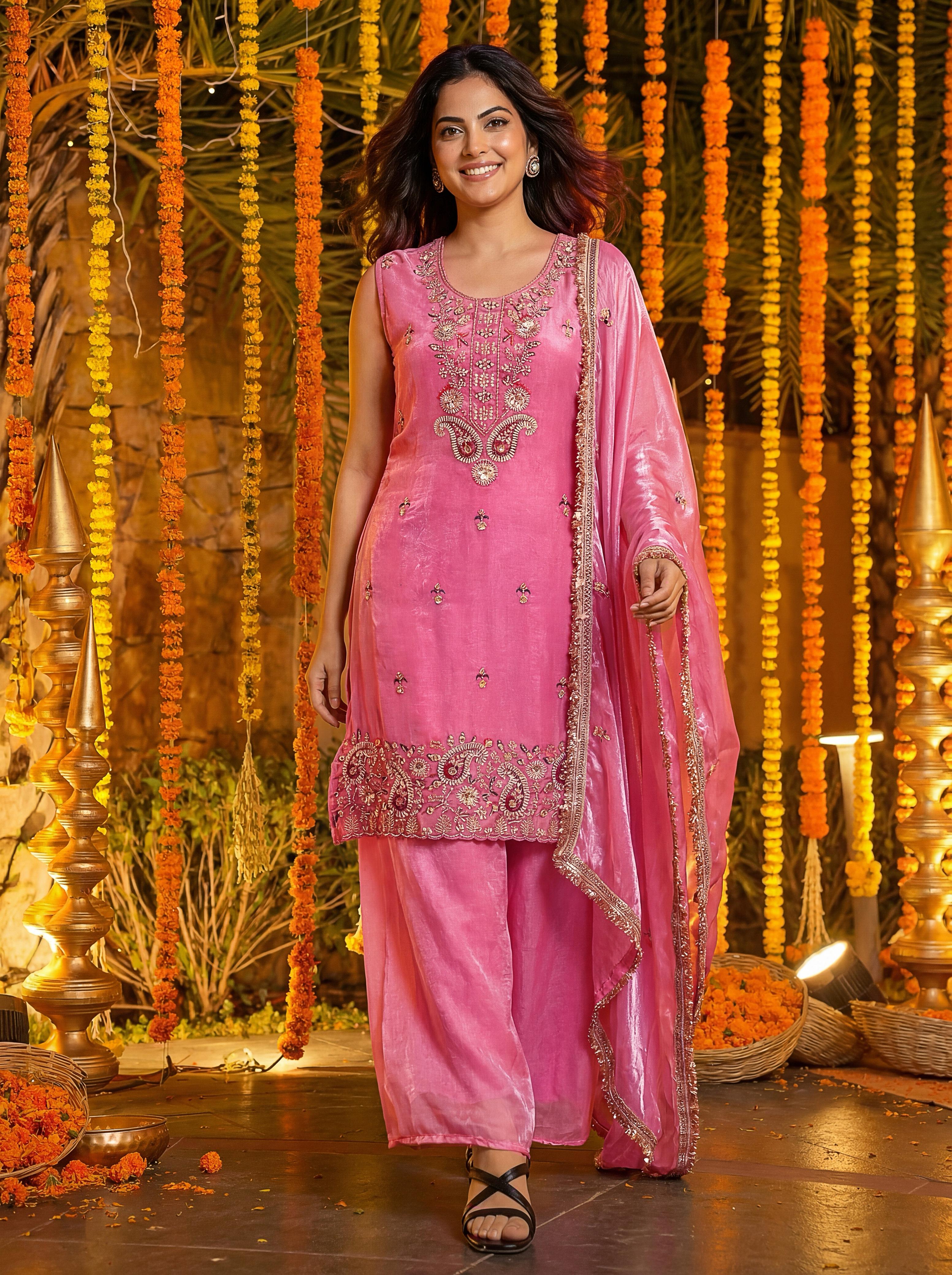 Dv Designer Traditional Handwork with a modern soul Kurti Bottom With Dupatta Collection 