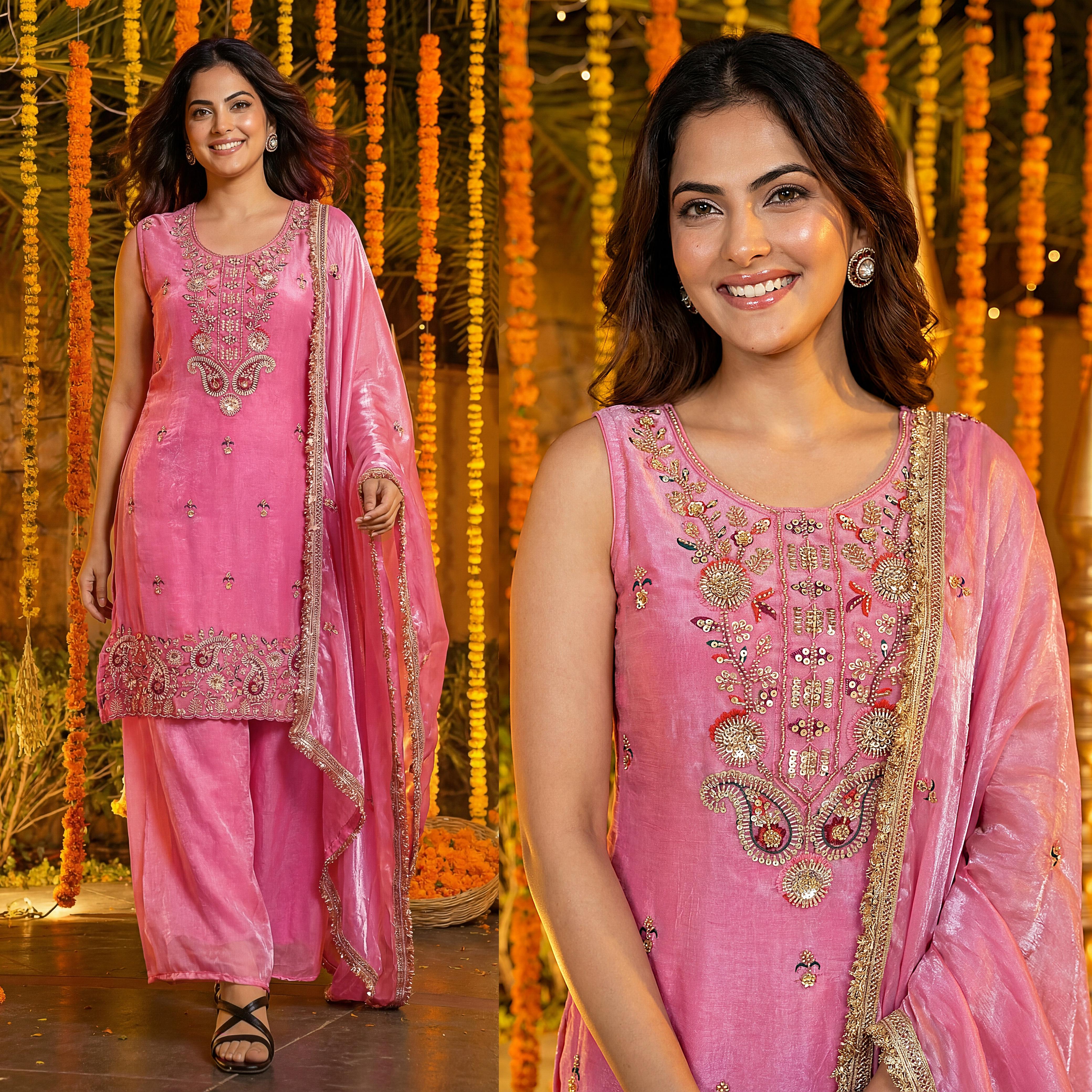 Dv Designer Traditional Handwork with a modern soul Kurti Bottom With Dupatta Collection 