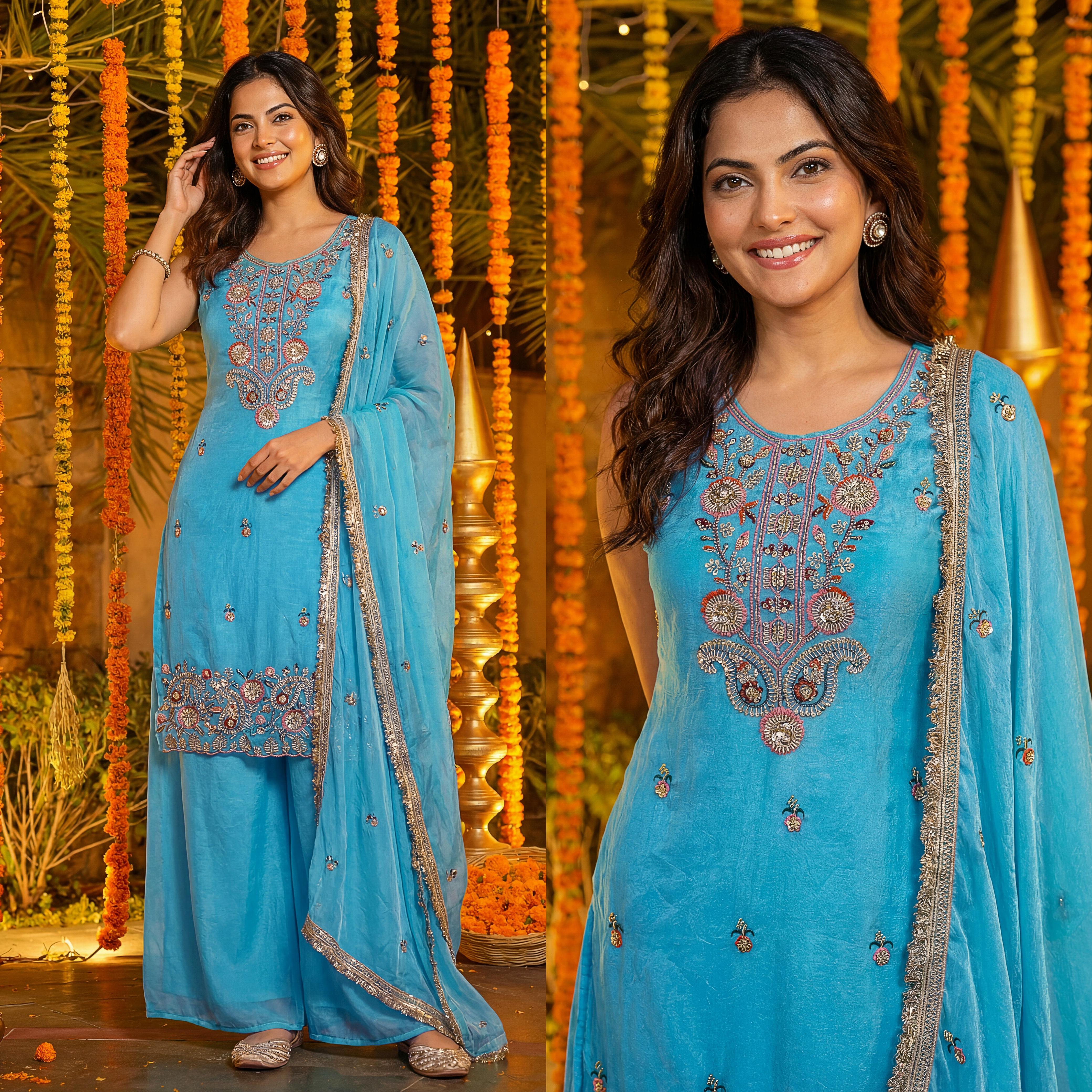 Dv Designer Traditional Handwork with a modern soul Kurti Bottom With Dupatta Collection 