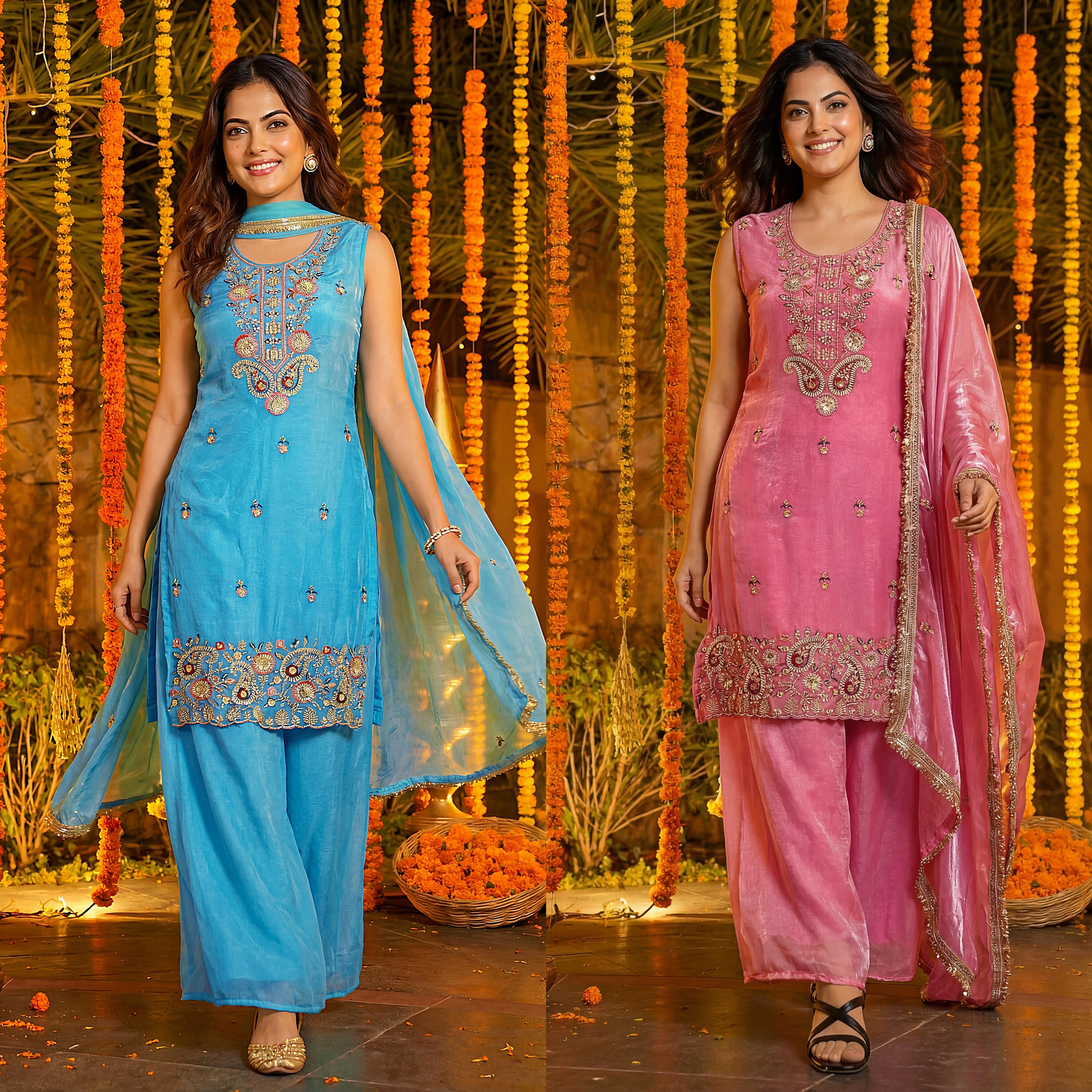 Dv Designer Traditional Handwork with a modern soul Kurti Bottom With Dupatta Collection 