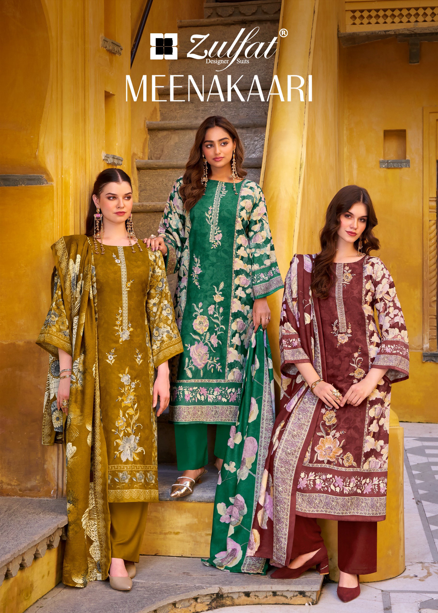 Zulfat Meenakaari Jam Cotton With Embroidery Dress Material