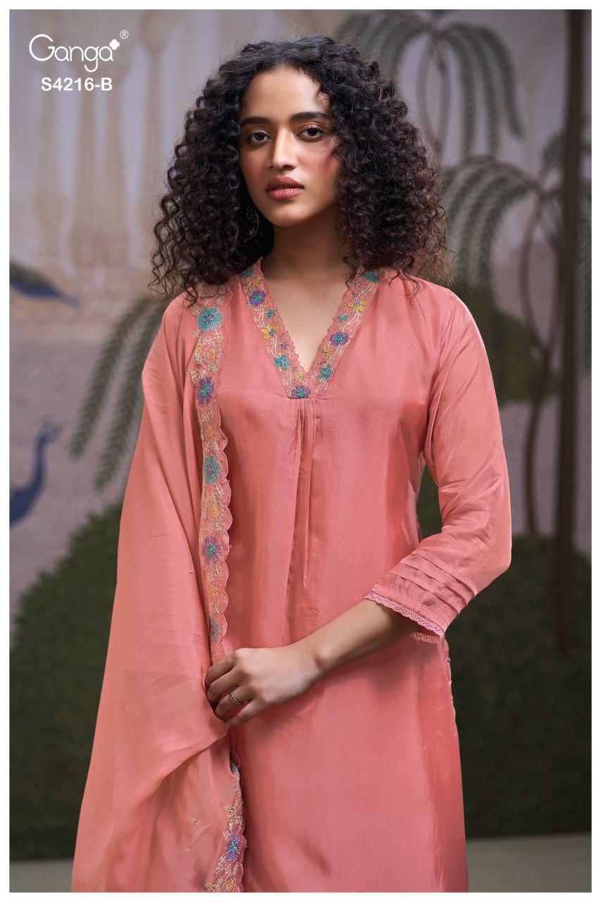 Ganga Bisha 4216 Bemberg Silk With Embroidery Work Salwar Kameez